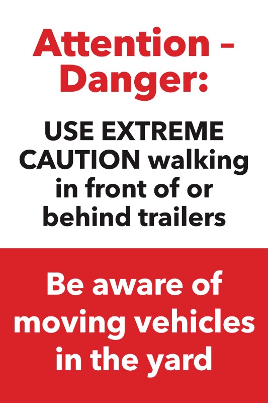 Driver Safety Sign Repositional Label for Inside Doors