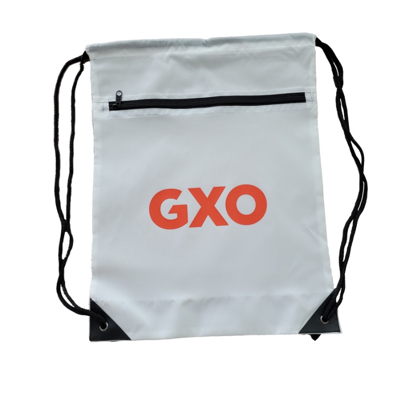 White Cinch Backpack with GXO logo